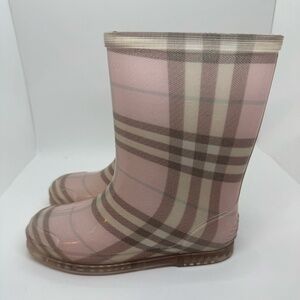 NEVER WORN IN BOX!  Burberry Kids Rain Boots – Pink Candy Check Print -AUTHENTIC